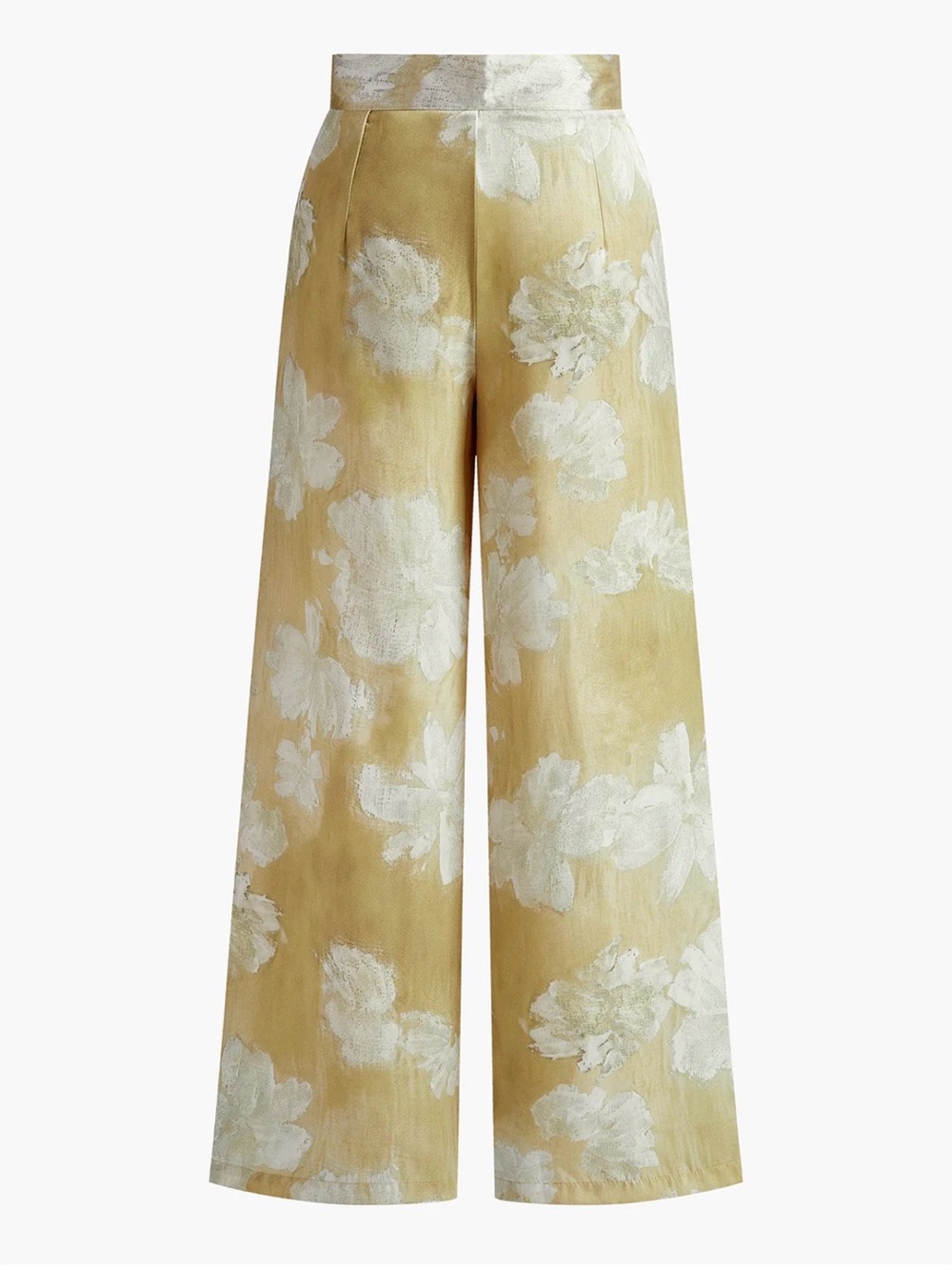 COMMENSE - Semi-Sheer Romance Floral Printed Wide-Leg Pants Size M